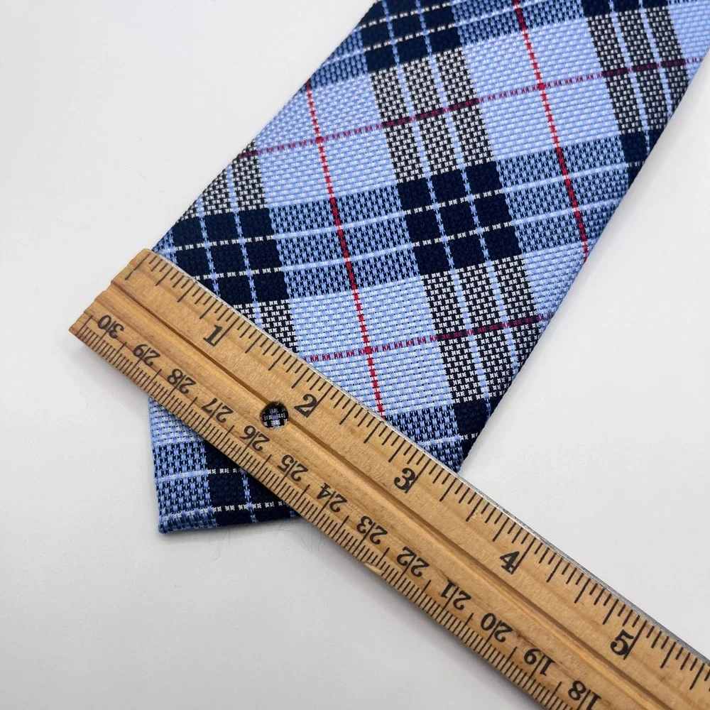 Nordstrom Necktie Mens OS Blue Excellent Plaid Silk Classic Business Accessory